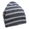 Insulated Knitted Hat - Striped Grey/Black